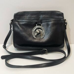Patricia Nash Nazaire Equestrian Black Leather Bag Heritage Horseshoe EUC